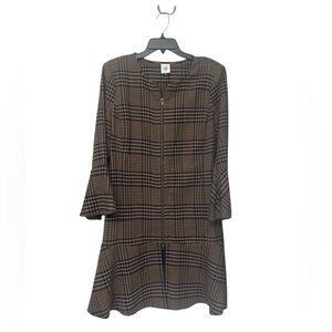 Cabi Brown & Navy Plaid Long Sleeve Dress/Jacket